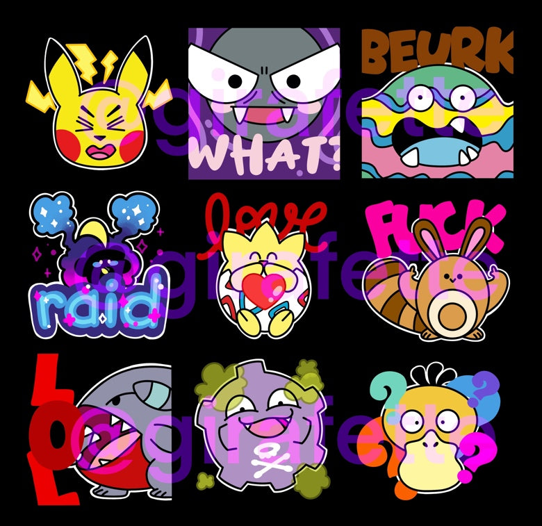 Pack de 9 emotes Pokémon
