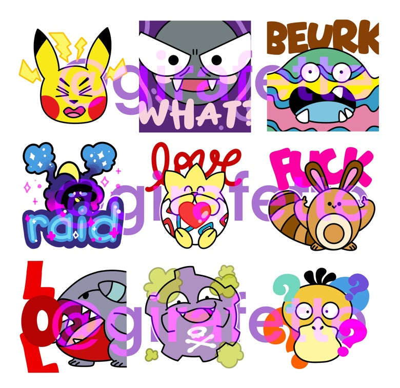 Pack de 9 emotes Pokémon