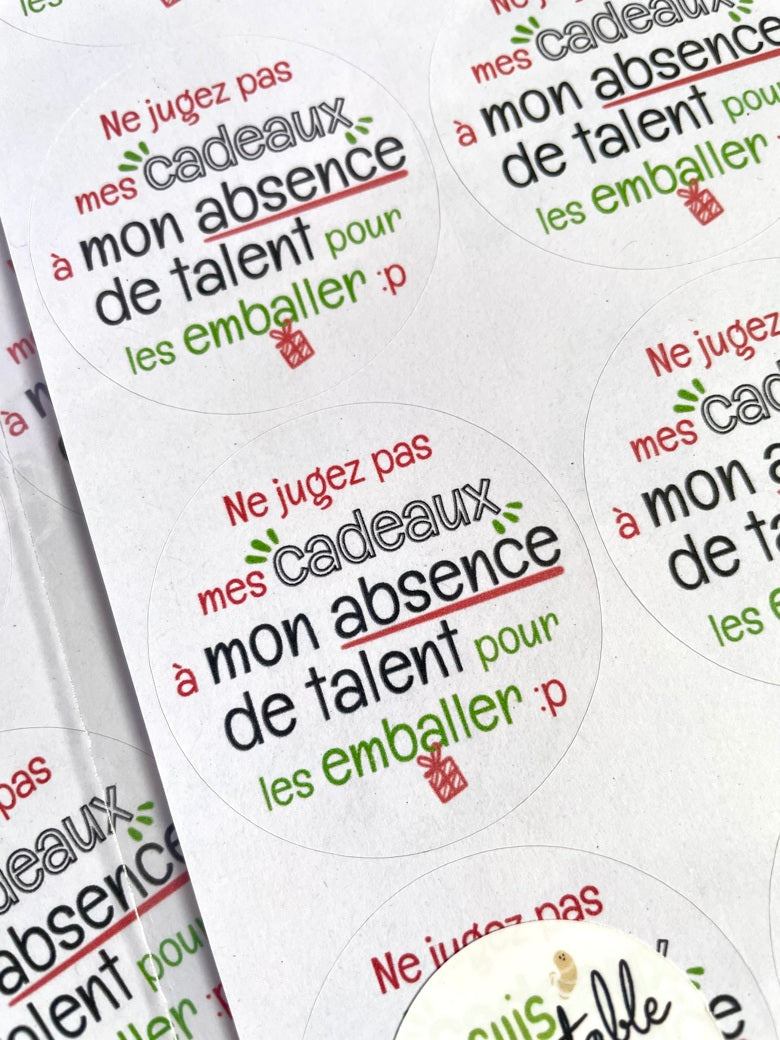 Planche de stickers « Ne jugez pas mes cadeaux »