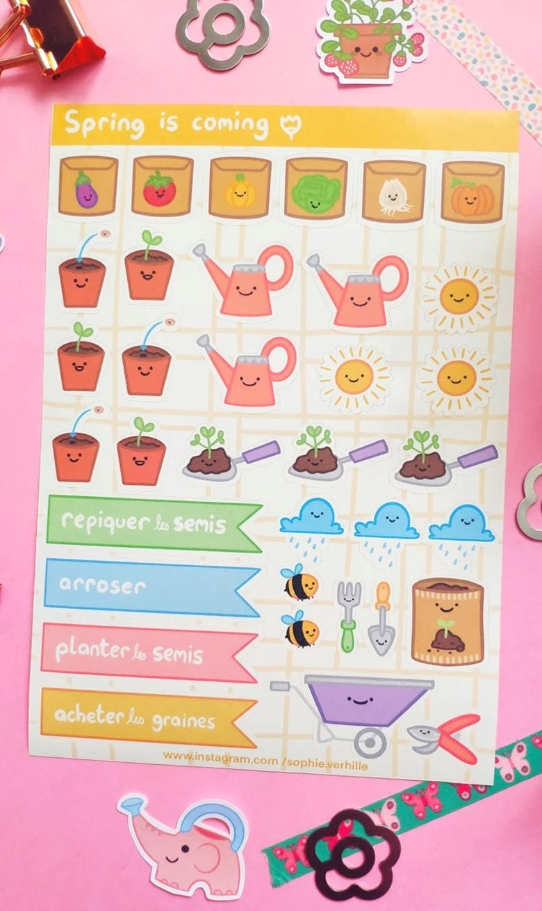 Planche de stickers Spring is coming - potager