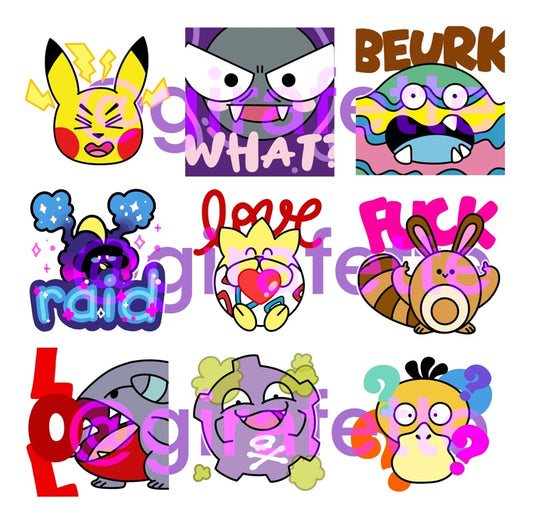 Pack de 9 emotes Pokémon
