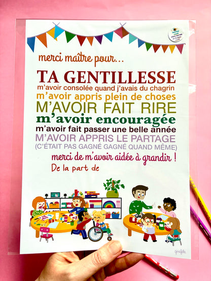 Affiche Merci maître
