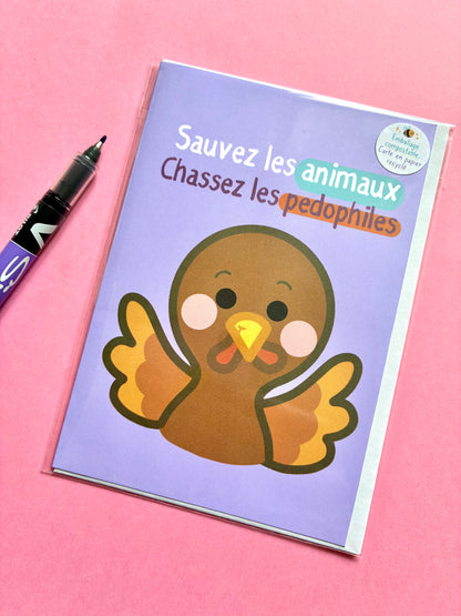 Carte « sauvez les animaux »