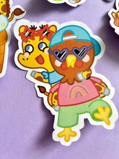 Stickers Girafette et Dindounet en vacances