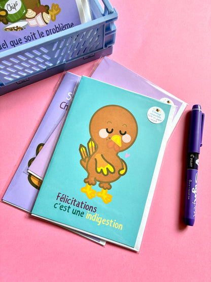 Carte «Félicitations, c’est une indigestion ! »