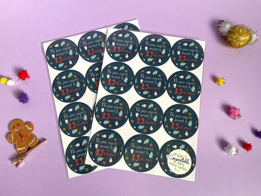 Planche de stickers « Ne pas ouvrir avant le 25 décembre »