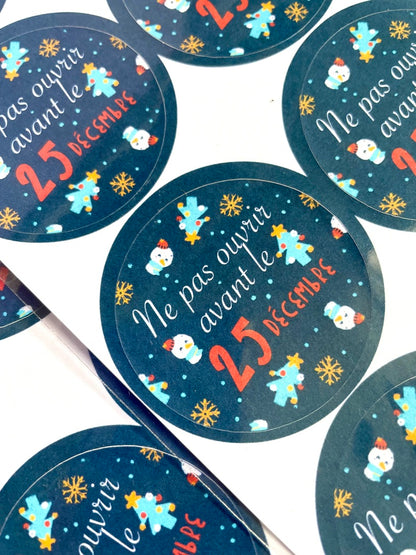 Planche de stickers « Ne pas ouvrir avant le 25 décembre »