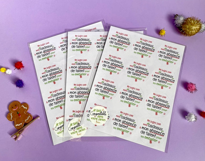 Planche de stickers « Ne jugez pas mes cadeaux »