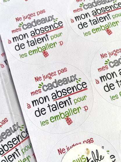 Planche de stickers « Ne jugez pas mes cadeaux »