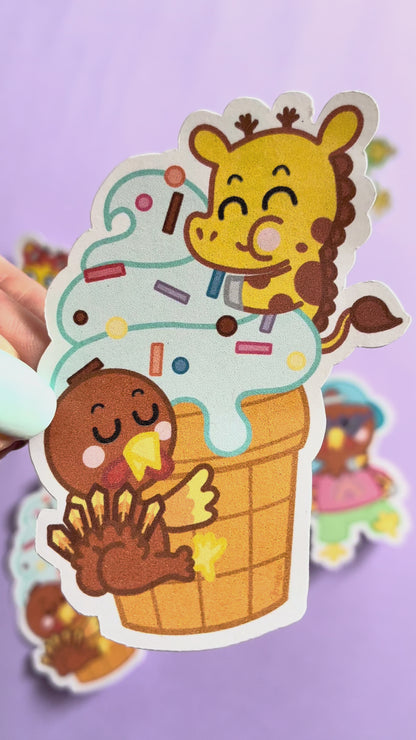 Stickers Girafette et Dindounet en vacances